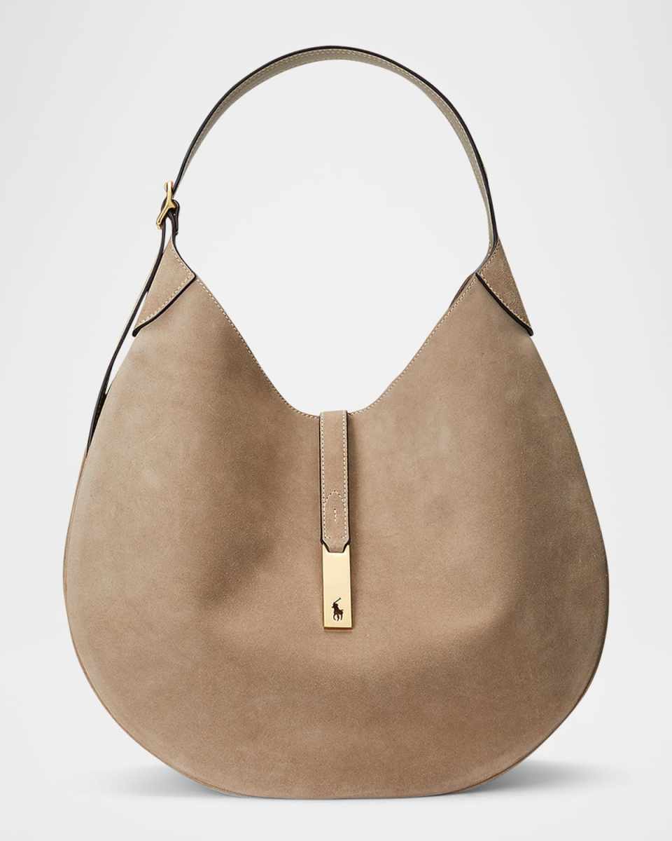Polo ID Large Suede Shoulder Bag